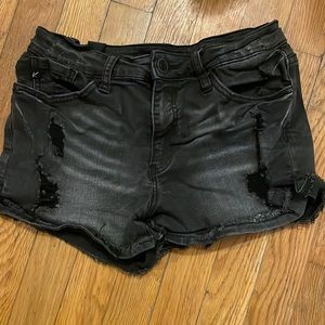 Black distressed denim shorts size 27